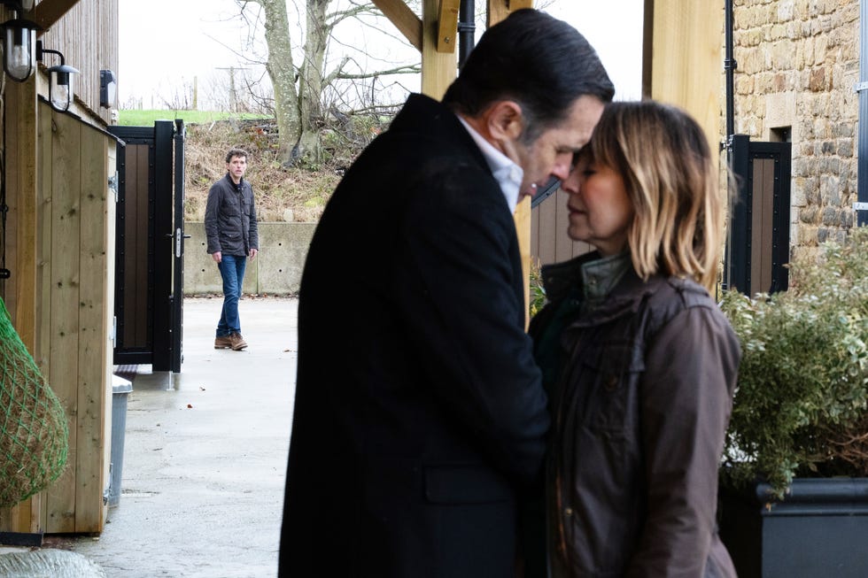 Graham Foster, Rhona Goskirk, Marlon Dingle, Emmerdale graham foster, rhona goskirk, marlon dingle, emmerdale