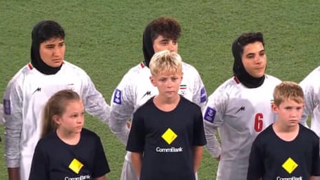 Iran’s women’s team refuse to sing national anthem before Asian Cup tie – video