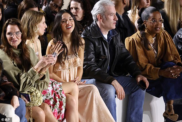 Brooke Shields, left, Olivia Rodrigo, centre, and Oprah, right, attended the show
