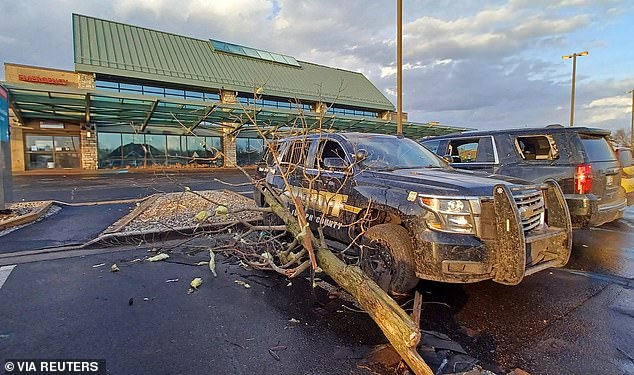 Storms and tornado warnings were also issued in Three Rivers, Michigan, where the damage from the intense winds could be seen around town
