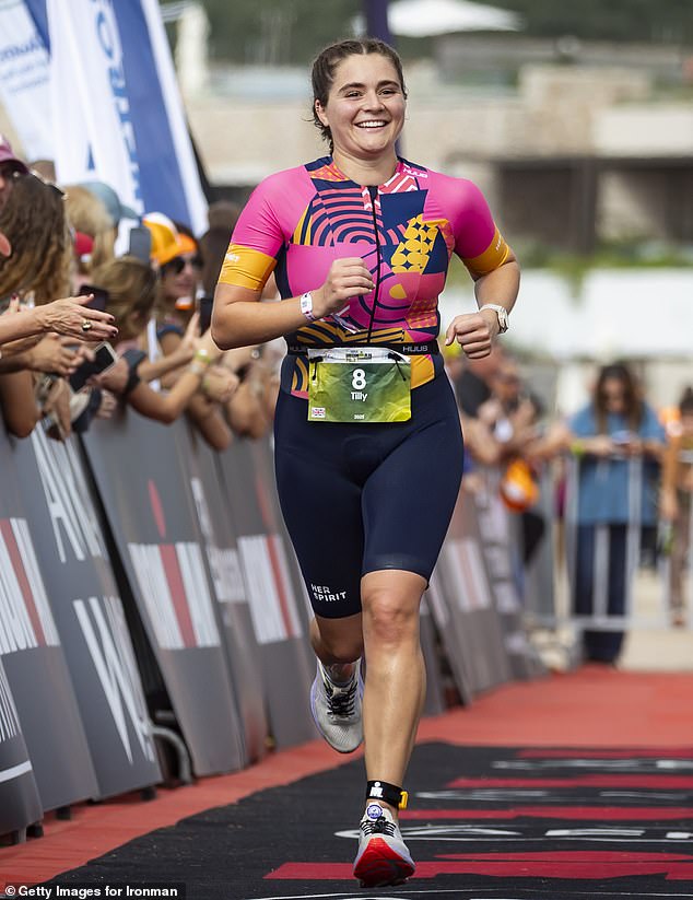 The former Strictly star, who completed a gruelling Iron Man Triathlon in Greece last year (pictured) revealed she was enjoying a break from her usual running regime.