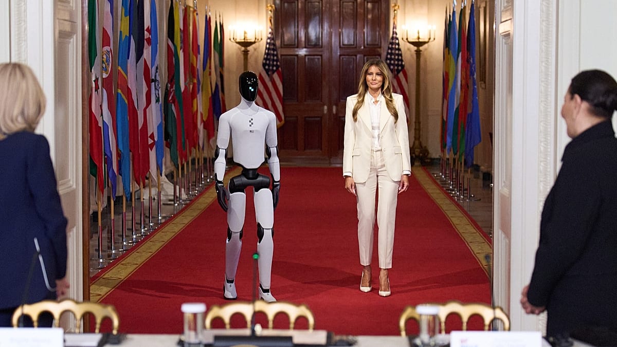 Melania Trump brings humanoid robot and vision of AI classroom to global education summit