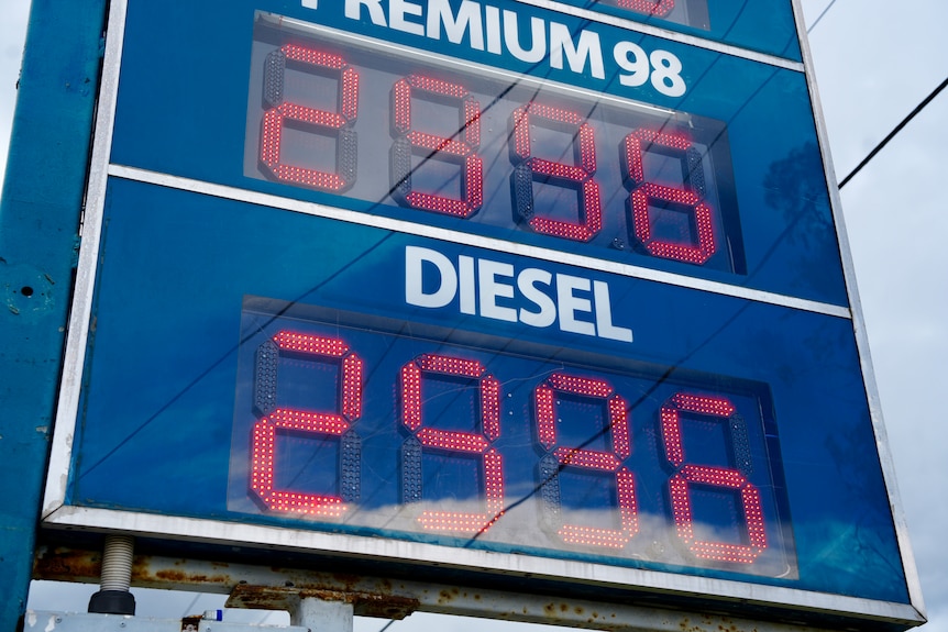 A digital petrol price board.