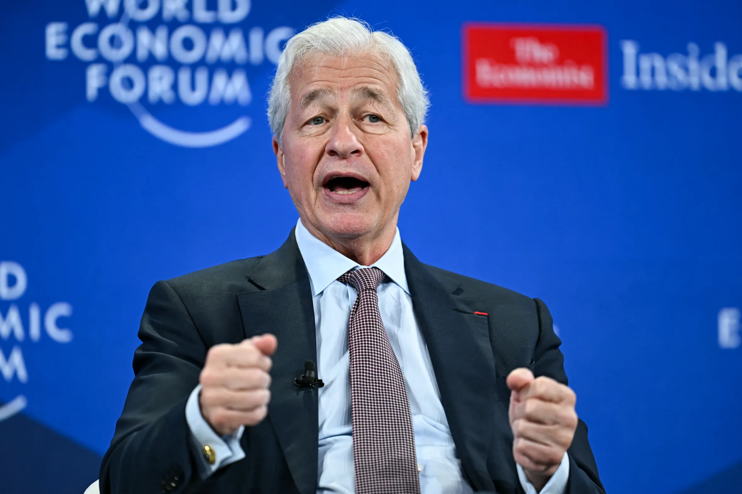 JPMorgan Chase chairman and CEO Jamie Dimon speaking during the World Economic Forum.