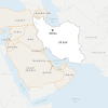 Map showing Iran and neighboring countries in the Middle East