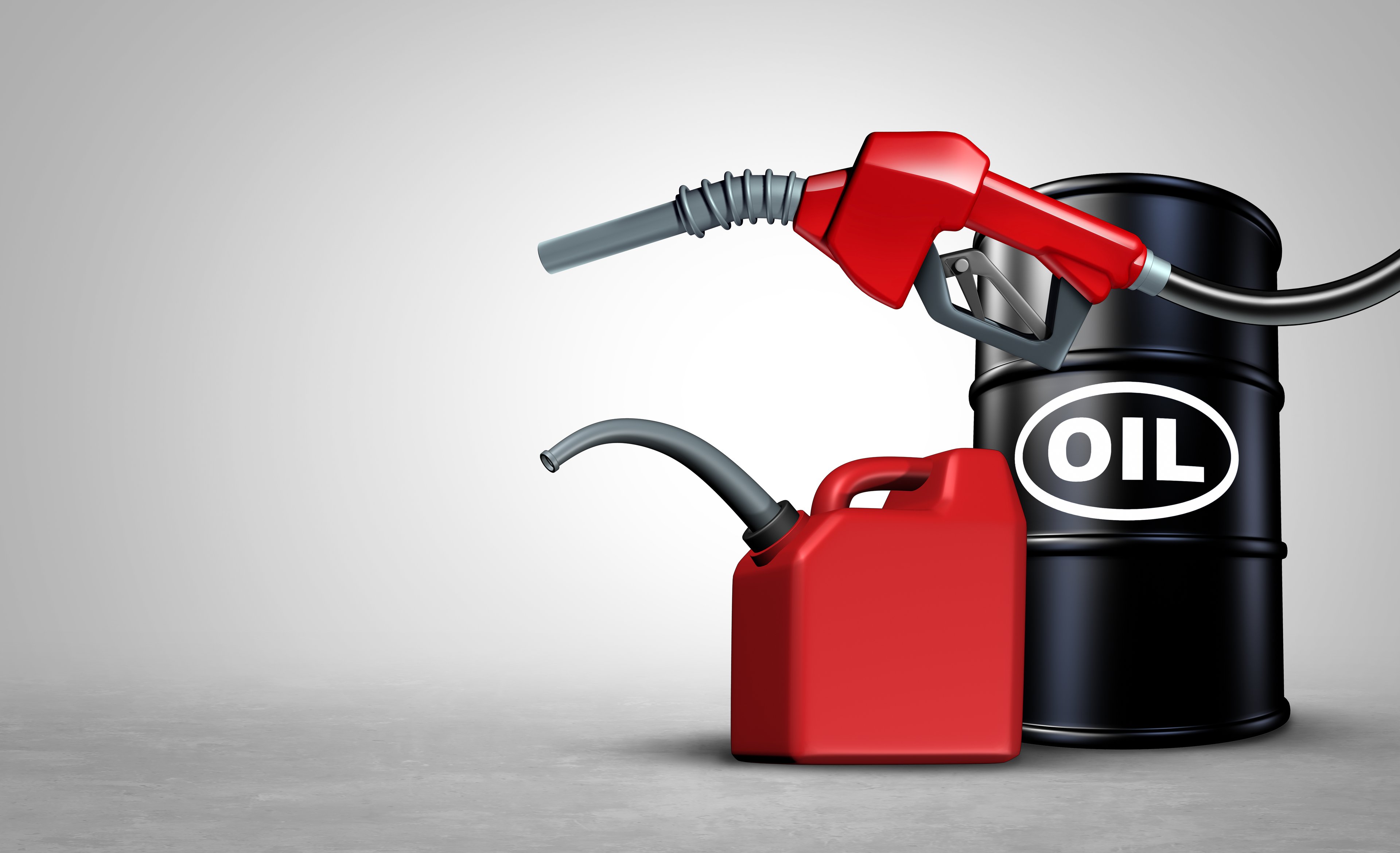 A barrel of oil and gas canisters.