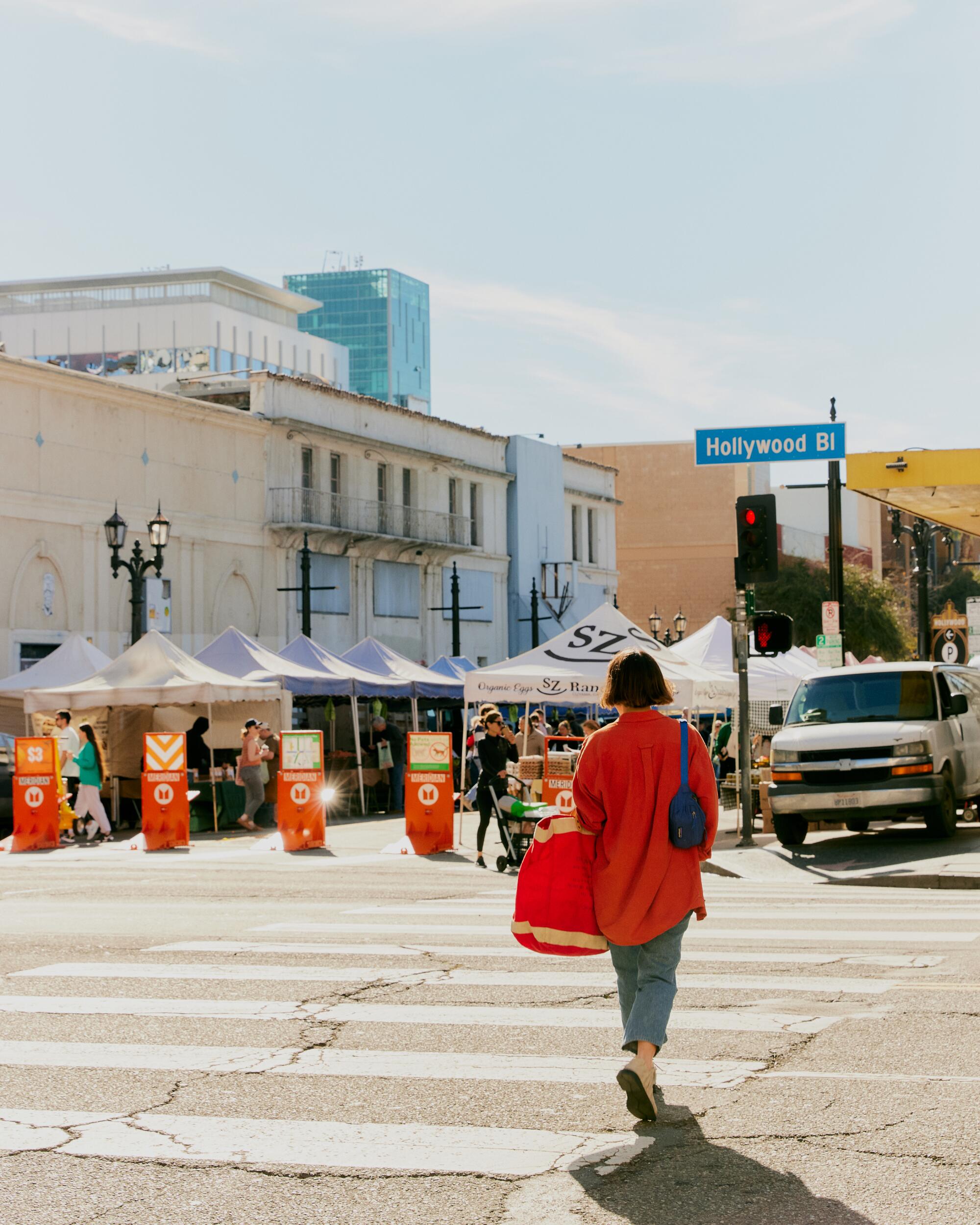 Street-style fashion on Sundays at the Hollywood Farmers Market in Los Angeles, CA.