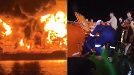 Fuel tankers burst into flames in Iraqi waters after suspected Iranian boat attacks – video