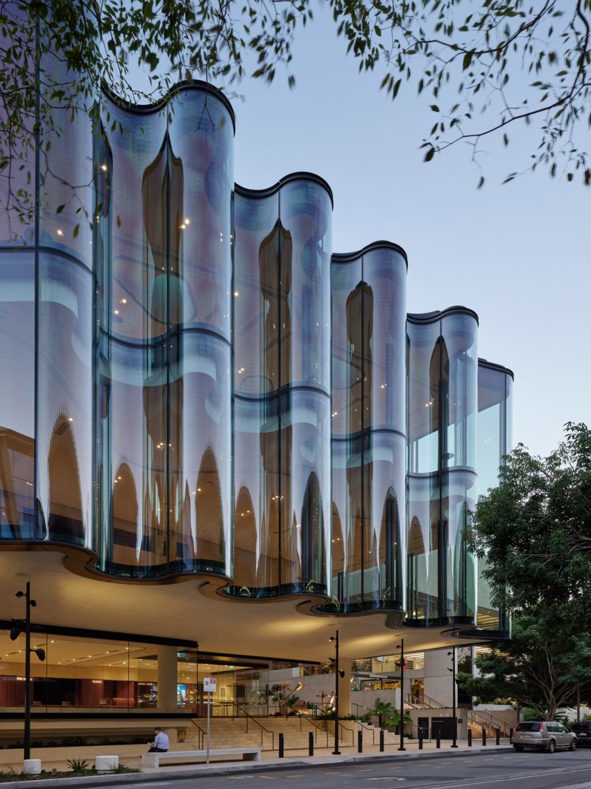 Undulating glass facade