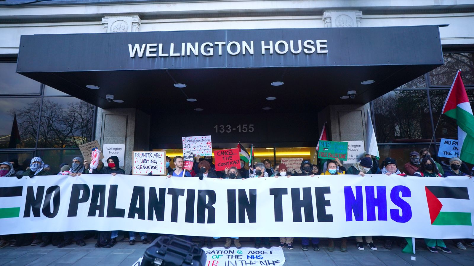 A 2023 protest against the NHS-Palantir contract outside NHS England's headquarters in central London. File pic: PA