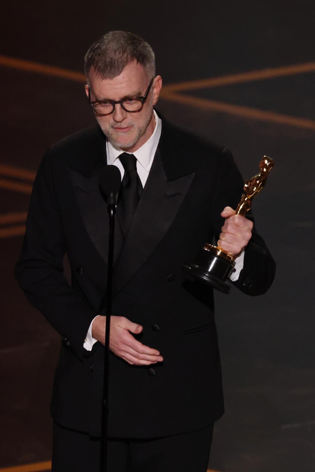 Paul Thomas Anderson accepts the Oscar for Best Adapted Screenplay for "One Battle After Another"