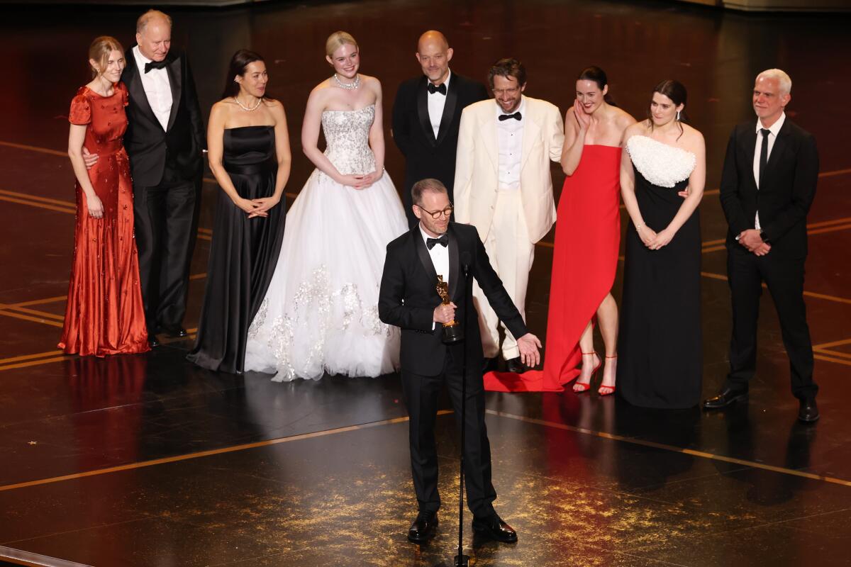 Joachim Trier accepts the Oscar for international feature film for "Sentimental Value."