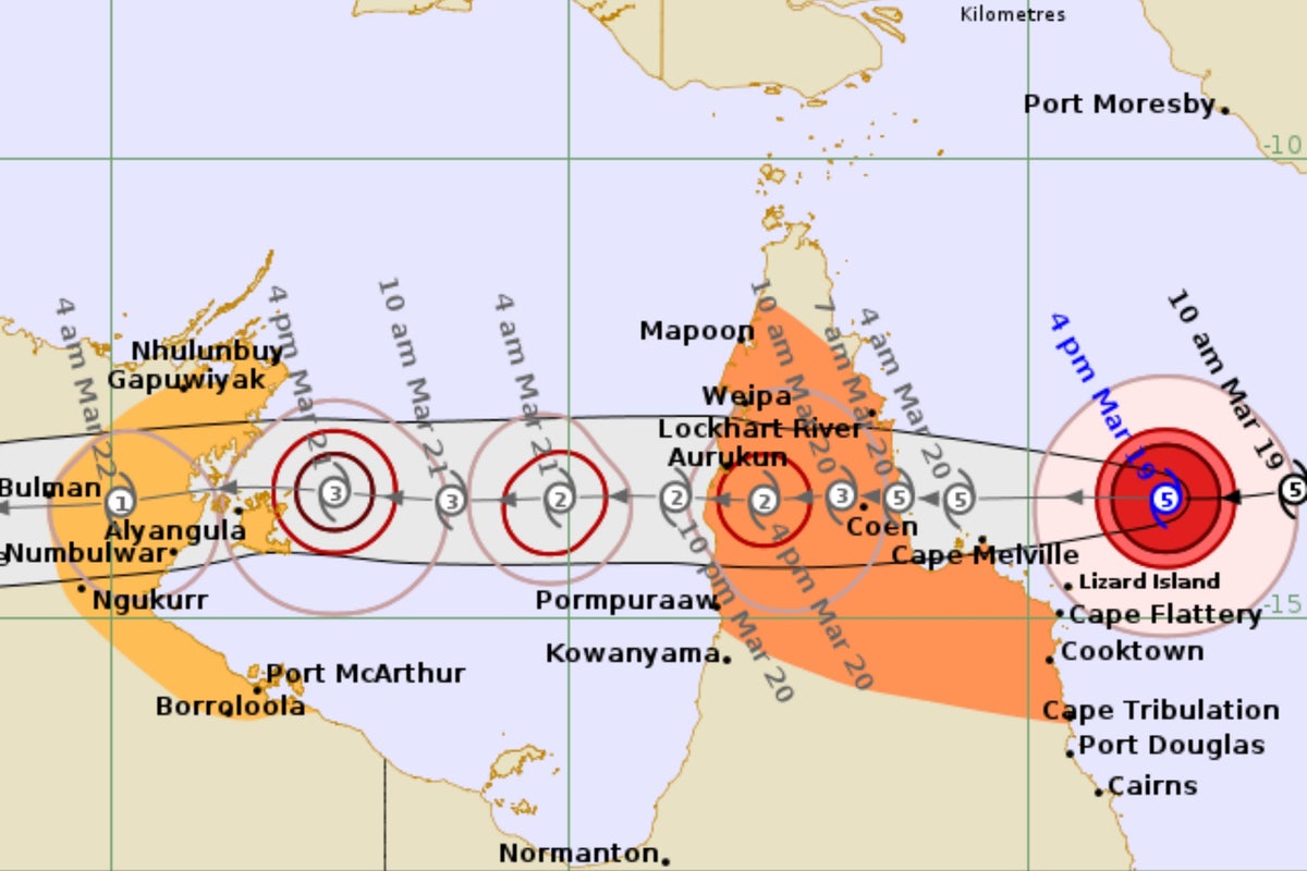 Australia’s far north Queensland faces biggest cyclone ‘in living memory’ as Narelle reaches category 5