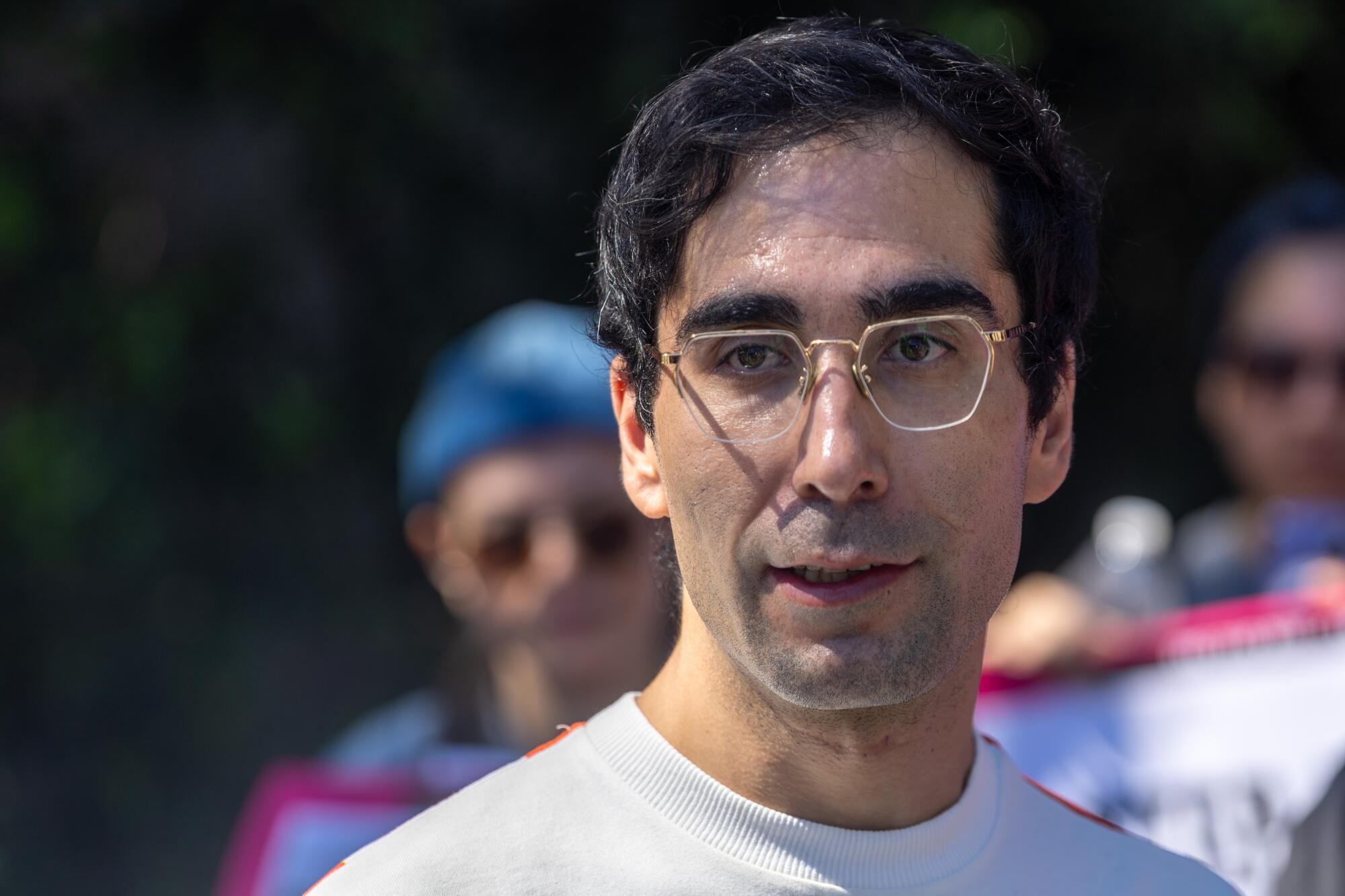 Former Noma employee Jason Ignacio White seen at a protest