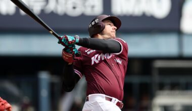 Trenton Brooks of the Kiwoom Heroes takes a swing during a Korea Baseball Organization preseason game against the LG Twins at Jamsil Baseball Stadium in Seoul, Monday. Yonhap