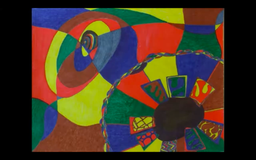 Image of colorful geometric shapes and spirals.