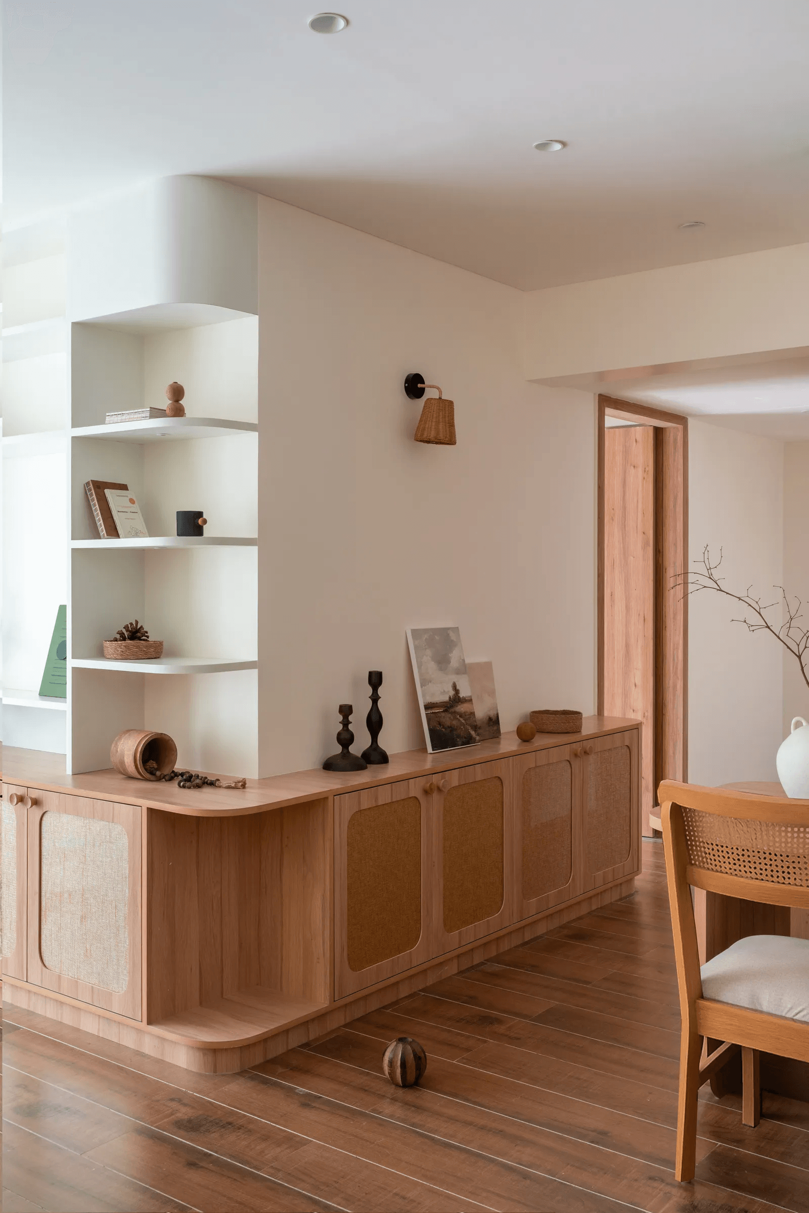 Image may contain Indoors Interior Design Corner Wood Furniture Sideboard Plywood Architecture and Building