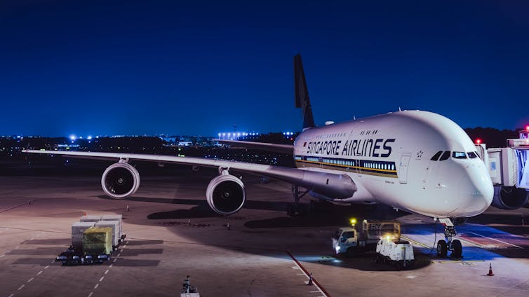 singapore airlines jet on the apron at Changi airport, Singapore