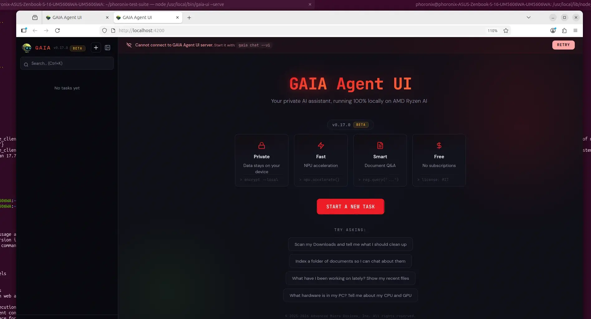 AMD GAIA Agent UI
