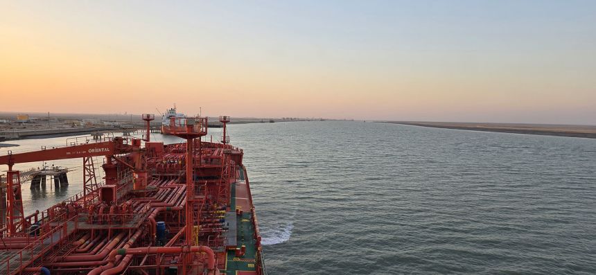 View from Martín Izaguirre Salgado’s vessel in Khor Al Zubair, Iraq, the last time it was anchored there.