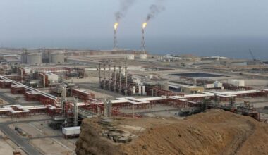 A 2019 file photo, shows natural gas refineries at the South Pars gas field on the northern coast of the Arabian Gulf, in Asaluyeh, Iran.