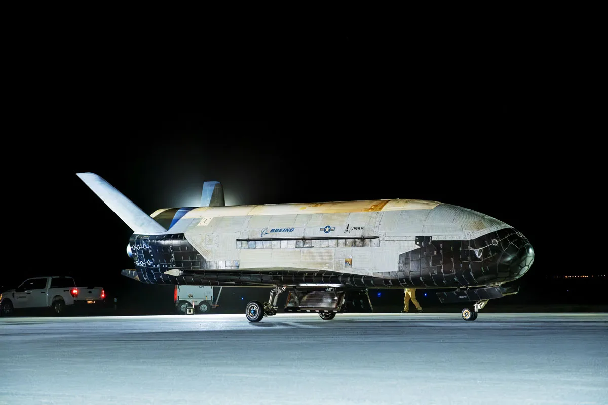 The X-37B landed at Vandenberg Space Force Base, California.