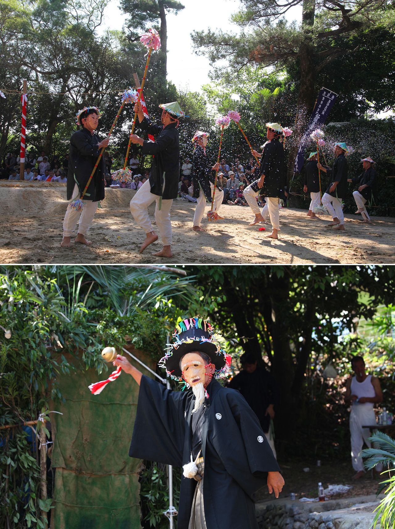 Shodonshibaya, folk entertainment said to have started some 800 years ago, is performed at the Ōchon Shrine festival on the ninth day of the ninth month according to the old lunisolar calendar. (© Hamada Futoshi)