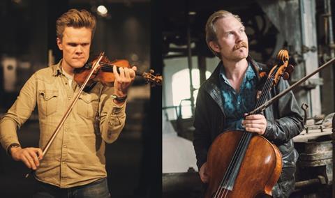 Left: Frederik Øland with the Montagnana. Right: Fredrik Sjölin with the Rugeri cello. Photos: Bård Gundersen