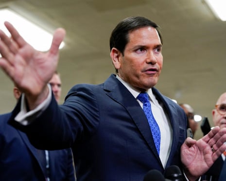 Marco Rubio speaks to reporters, on the day of classified briefings for the full US Senate and House of Representatives on the situation in Iran, 3 March 2026.