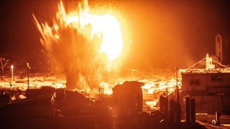 Fire breaks out after Israel strikes Gaza displacement camp – video report