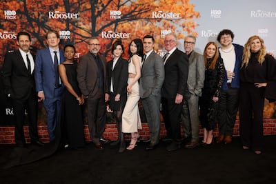From left: Matt Tarses, Bill Lawrence, Danielle Deadwyler, Steve Carell, Charly Clive, Lauren Tsai, Phil Dunster, John C McGinley, Alan Ruck, Annie Mumolo, Maximo Salas and Connie Britton at the Rooster premiere in New York. AFP