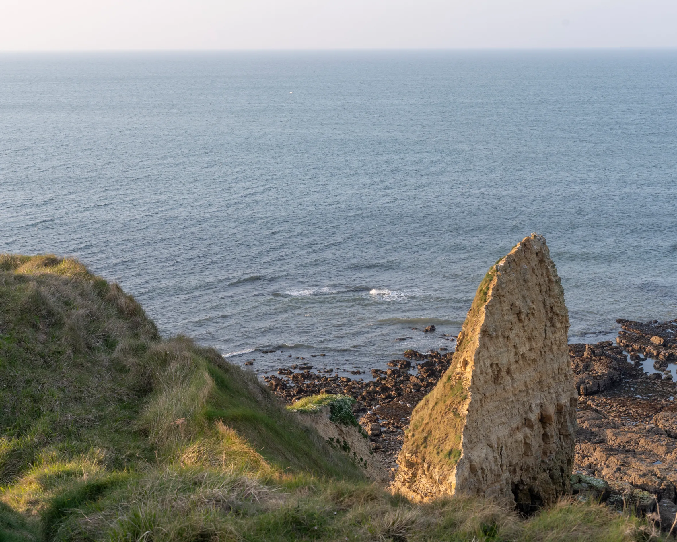 La Pointe du Hoc with cliff and sea.