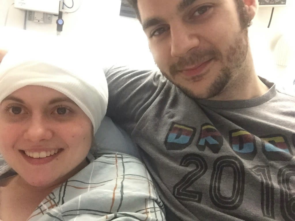 Hoffman with her then-boyfriend Alex in 2017, shortly after her first hospitalization. Courtesy of Arielle Hoffman
