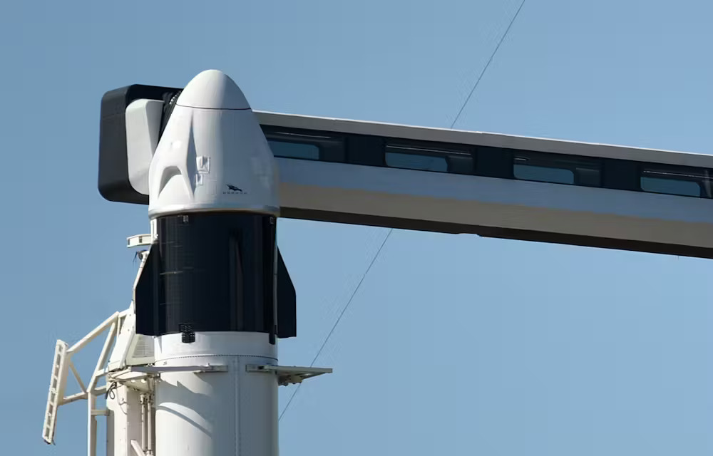 The top of a white rocket.