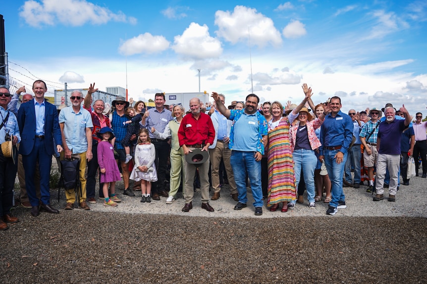 A large group of people cheering