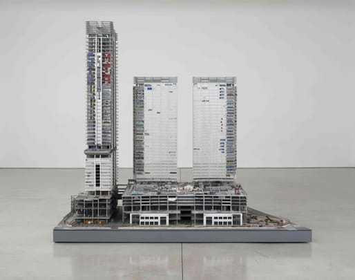 Installation view of Sayre Gomez's sculpture 'Oceanwide Plaza,' 2025 - 2026. Photo: Jeff McLane, courtesy of David Kordansky Gallery