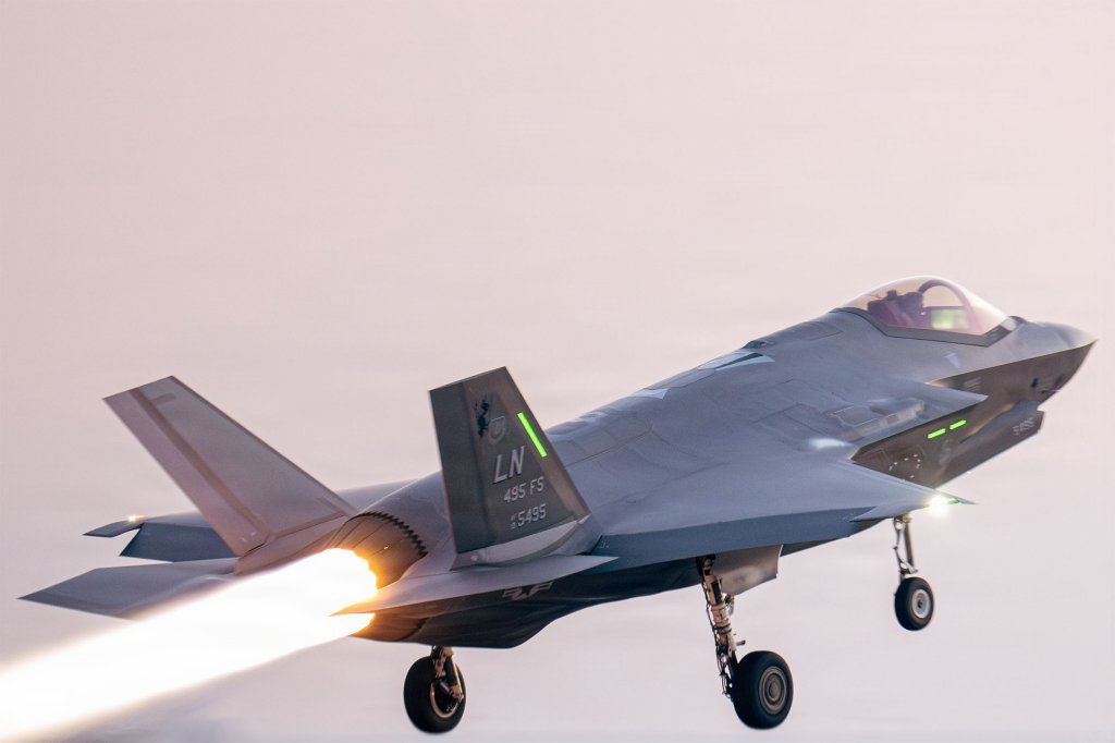 An F-35A Lightning II takes off from an undisclosed location in support of Operation Epic Fury. (U.S. Air Force Photo)