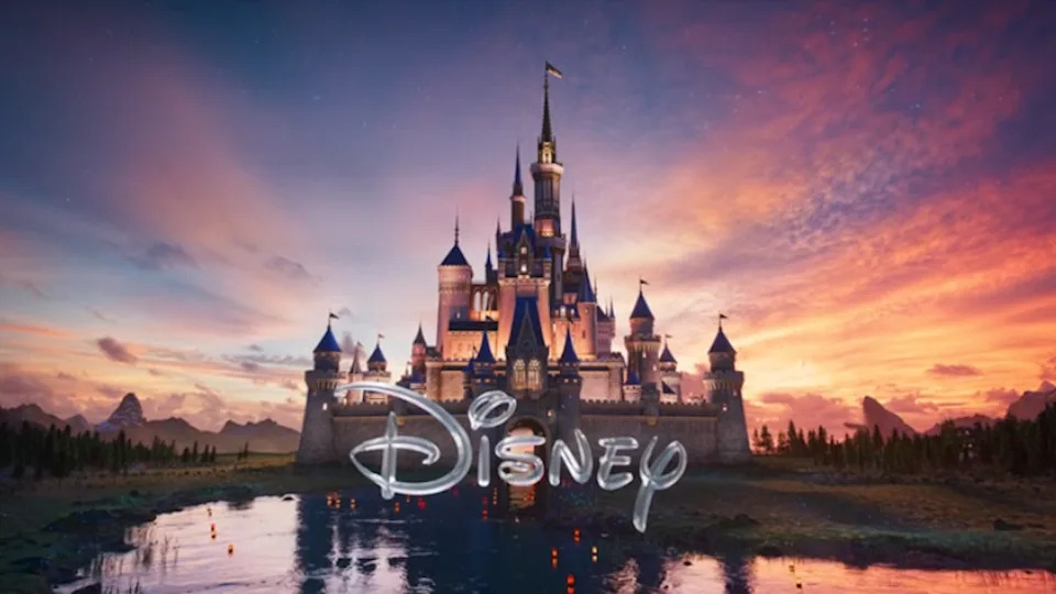 Walt Disney Animation intro with castle and sunset