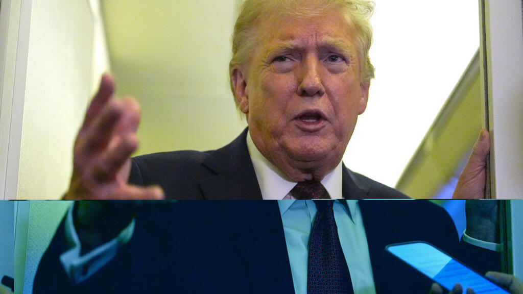 President Donald Trump speaks to reporters aboard Air Force One, March 15, 2026