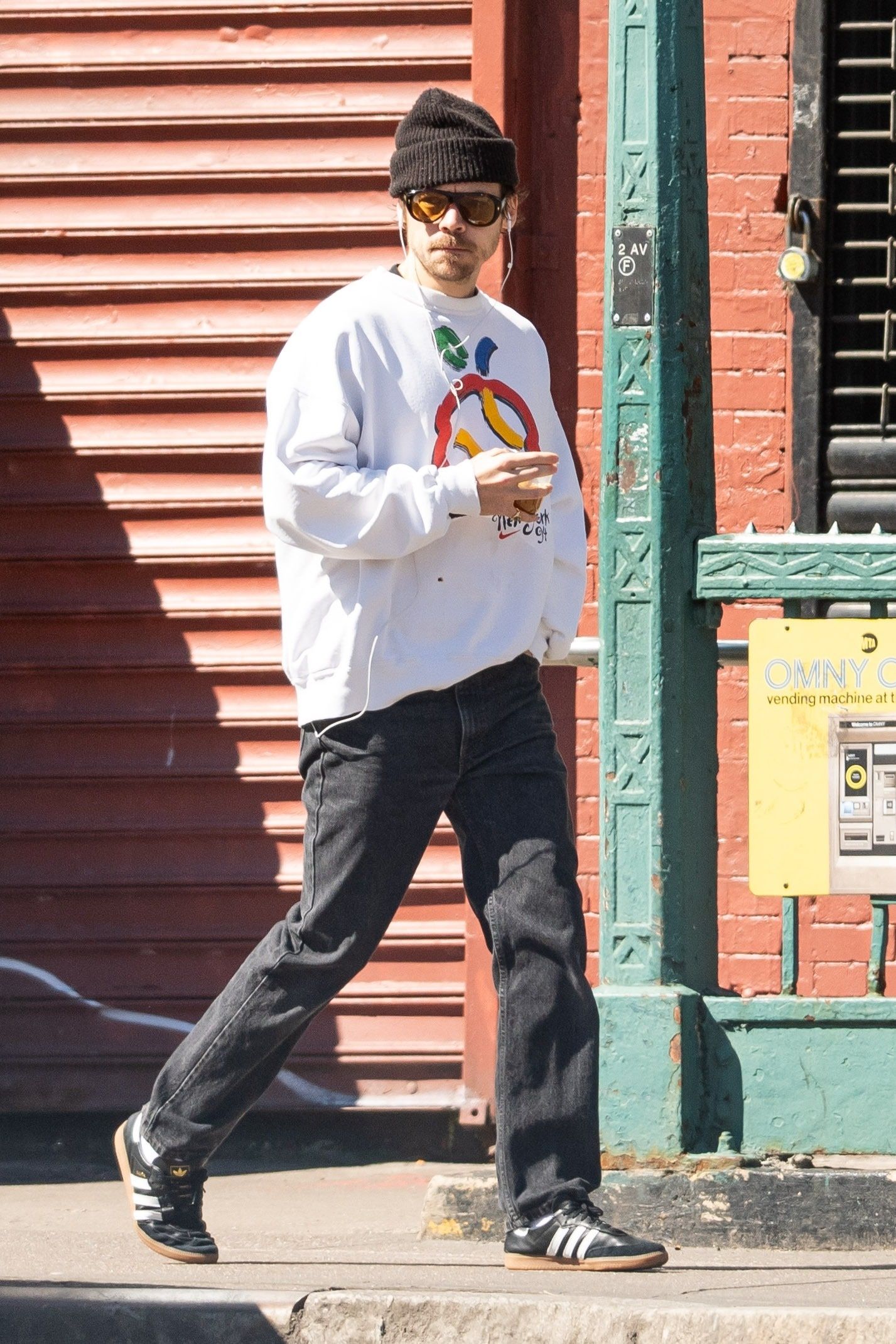 New York NY Harry Styles was seen heading out for coffee in the East Village in New York City.The singer wore a “New...