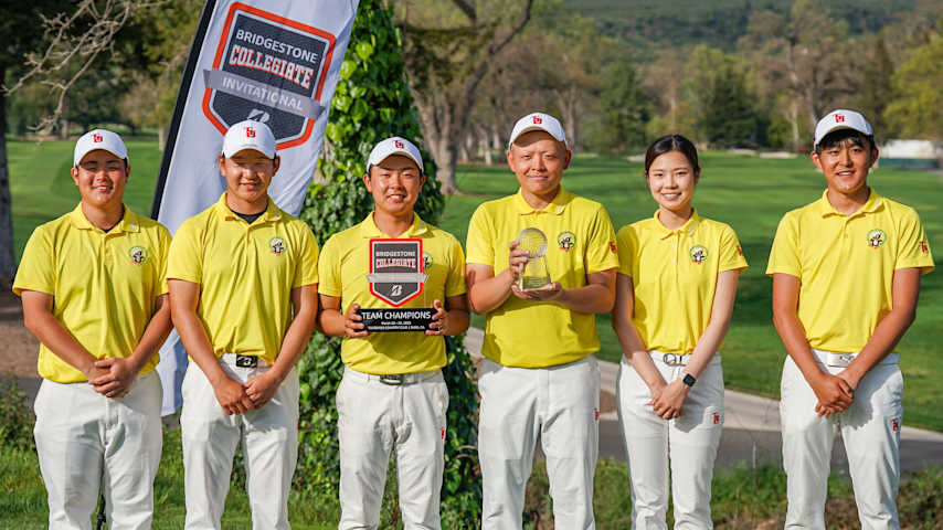 Tohoku Fukushi held off charging Santa Clara and defending champion BYU for the team victory at the 2025 Bridgestone Collegiate Invitational. (Courtesy Adam Mackey/Golf Coaches Association of America)
