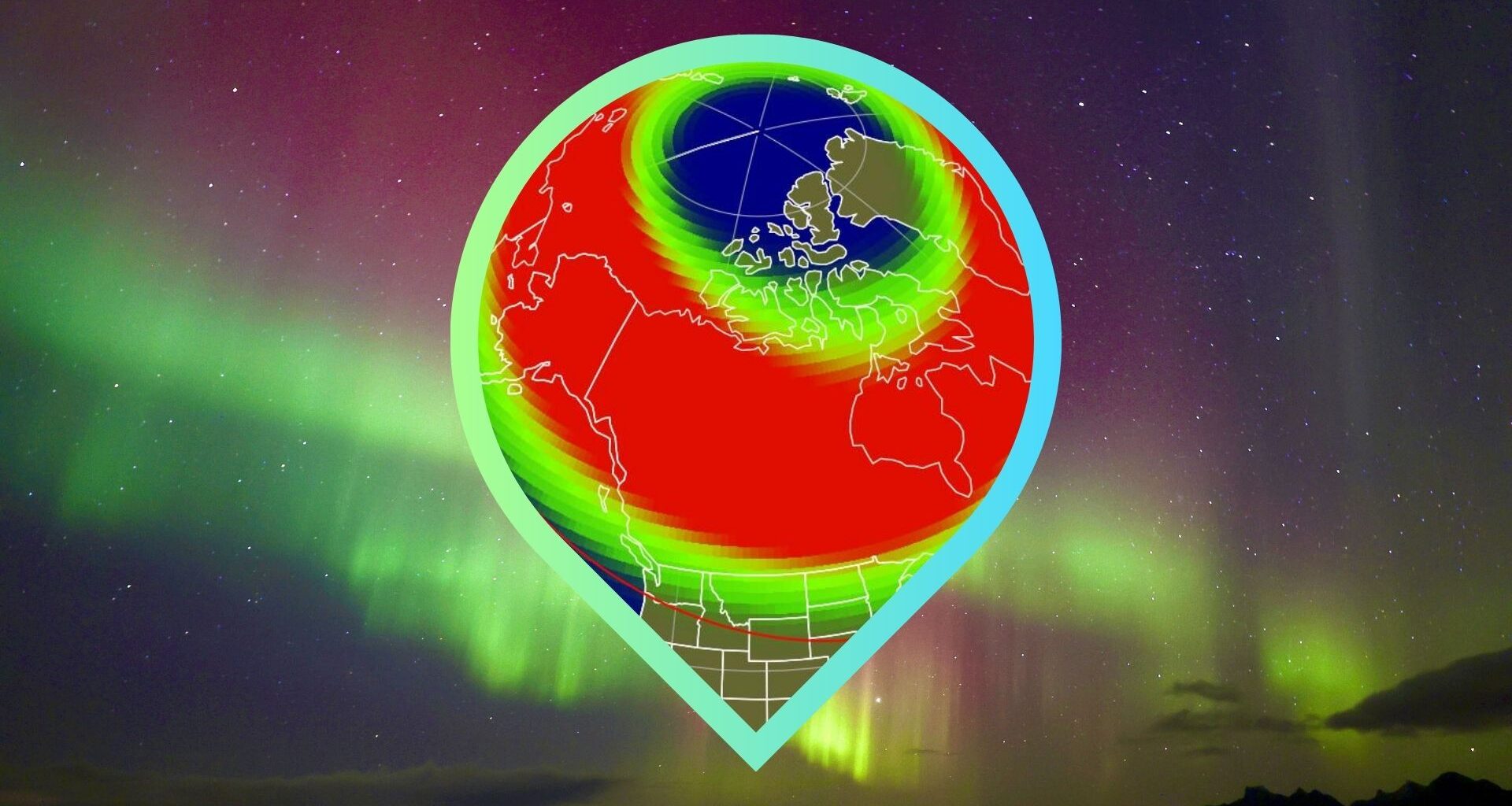 graphic displaying a map showing 16 us states with the aurora view line appearing either fully or partially in.