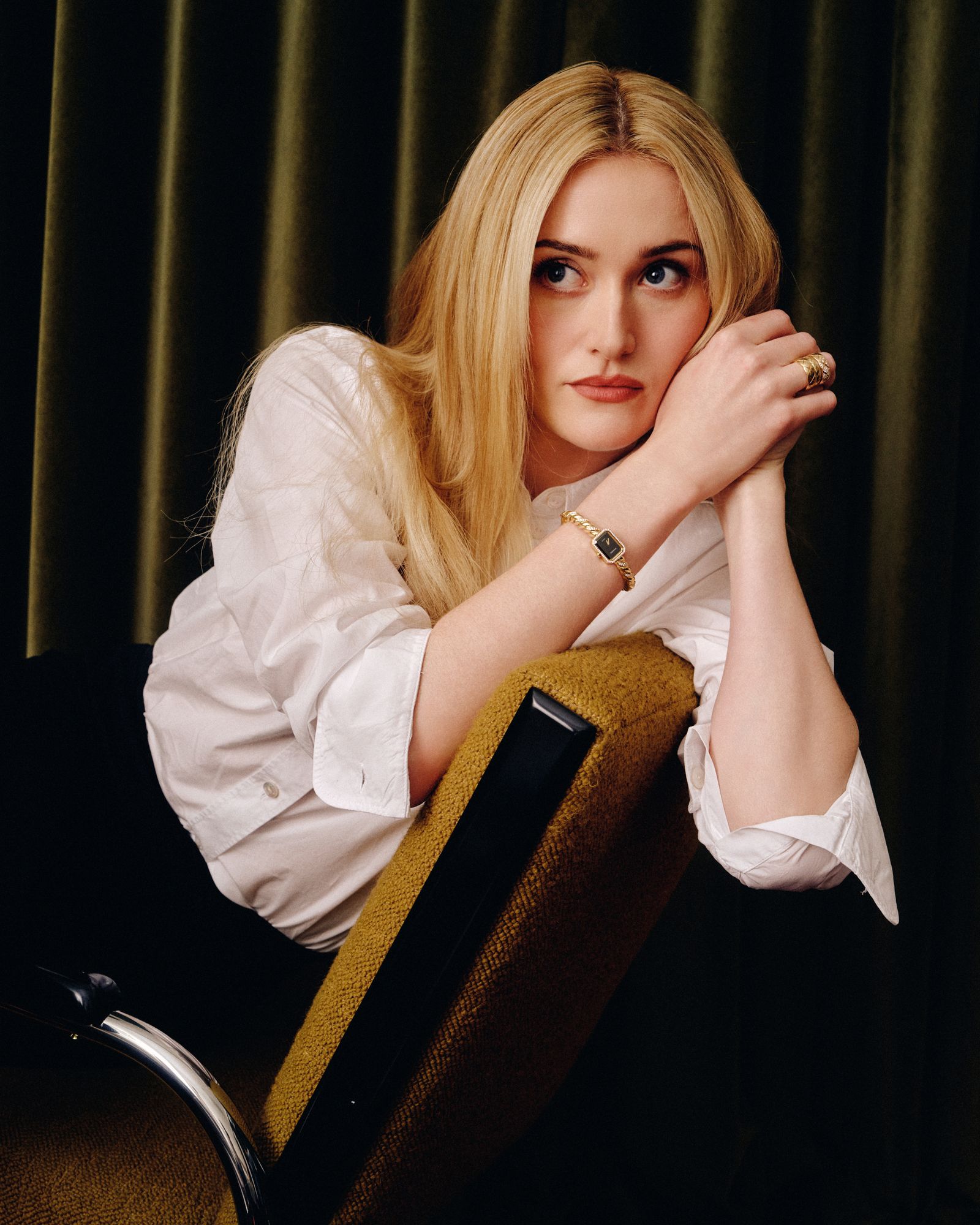 Image may contain Blonde Hair Person Face Head Photography Portrait and Adult