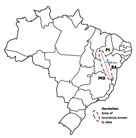 A map showing where the specimens were collected. It's toward the right of the country.