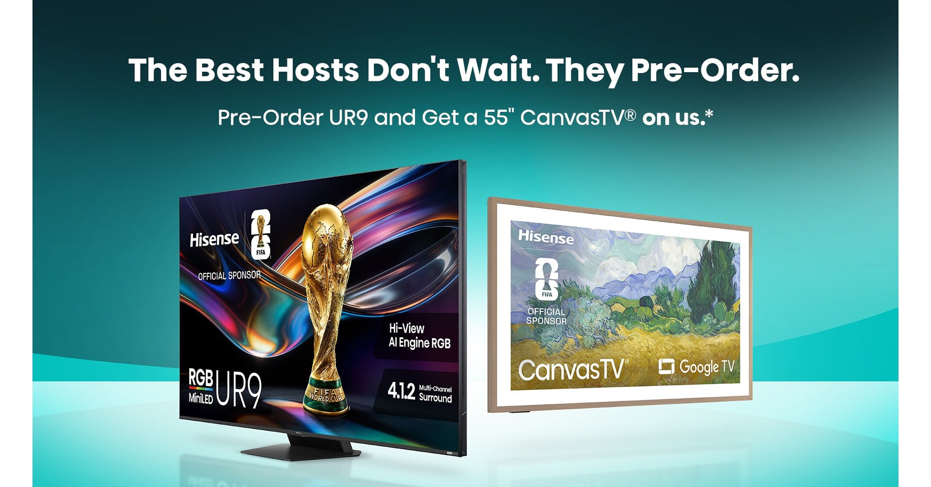 Hisense Opens UR9 RGB MiniLED TV Pre-Orders with a Complimentary 55-Inch CanvasTV for Early Orders