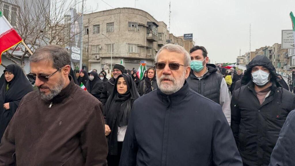 Ali Larijani arrives at an event in honor of Al-Quds (Jerusalem) Day עלי לריג'אני מגיע לאירוע לכבוד יום ירושלים