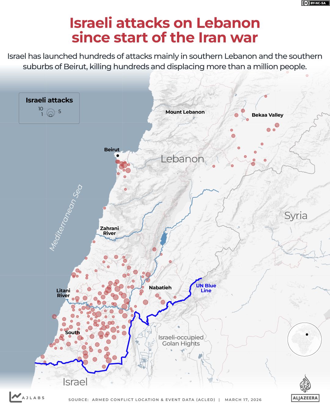 INTERACTIVE - Israeli attacks on Lebanon since start of Iran war map-1773737949