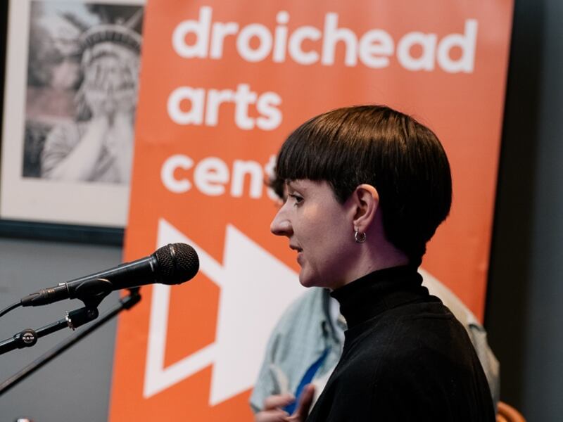 Rita Hynes speaking at the Droichead Arts Centre. Photo: Rob Fay