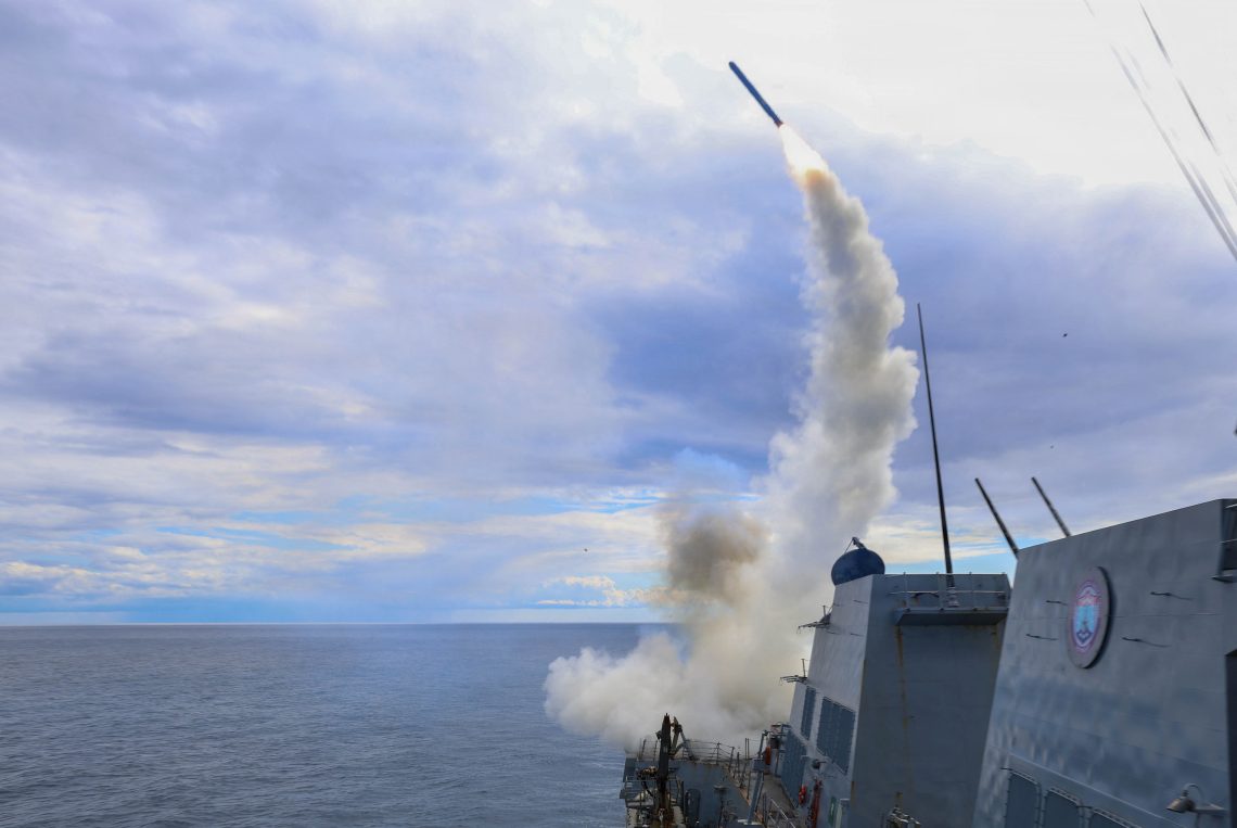 A missile launches from a US Navy warship during escalating US-Israel-Iran clashes in the Middle East. (Photo Credit: US CENTRAL COMMAND (CENTCOM) / AFP)