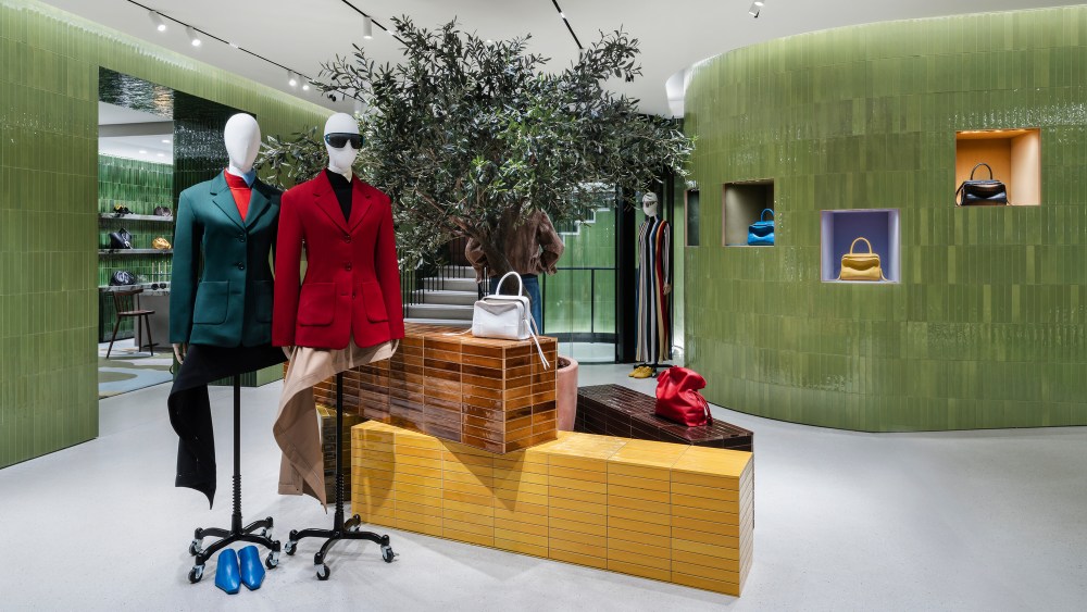A display inside the new Casa Loewe flagship on Rue Saint-Honoré in Paris.